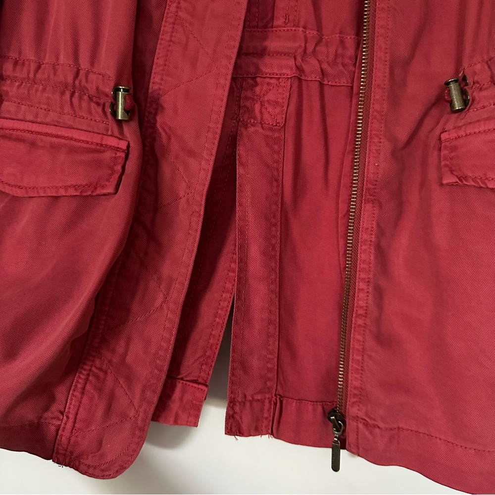 Rustic Red Utility Jacket With Zipper Details - image 5